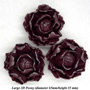 Light Silver Sparkle-Tip Wine Deep Dusky Mauve 3D Non-Wired Large Sugar Peonies
