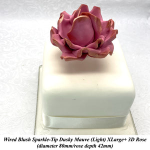 Wired Blush Sparkle-Tip Dusky Mauve Roses Sugar Roses Large & XLarge+ Sizes