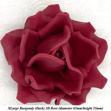 Non-Wired 4 Sizes 3D Burgundy Red Sugar Roses Standard Petal 20mm-65mm