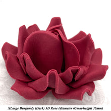 Non-Wired 4 Sizes 3D Burgundy Red Sugar Roses Standard Petal 20mm-65mm