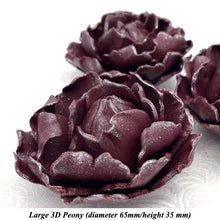 Light Silver Sparkle-Tip Wine Deep Dusky Mauve 3D Non-Wired Large Sugar Peonies