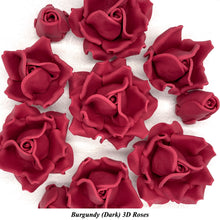 Non-Wired 4 Sizes 3D Burgundy Red Sugar Roses Standard Petal 20mm-65mm