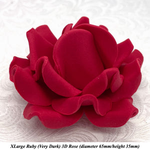 Non-Wired 4 Sizes 3D Rich Ruby Red Sugar Roses Standard Petal 20mm-65mm