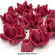 Non-Wired 4 Sizes 3D Burgundy Red Sugar Roses Standard Petal 20mm-65mm