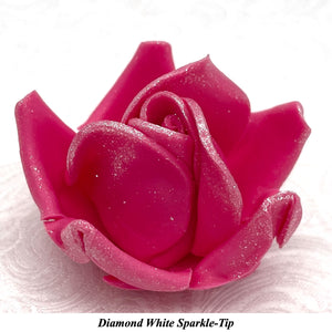 Black Sparkle-Tip Fuchsia Pink Sugar Roses 3SIZES NON WIRED
