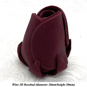 Deep Dusky Mauve Wine 3D Sugar Non-Wired Roses  3 SHADES 4 SIZES