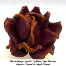 Wired Orange Sparkle-Tip Wine Dusky Mauve Roses Sugar Roses Large & XLarge+ Sizes