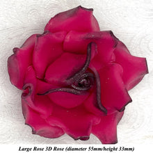 Black Sparkle-Tip Fuchsia Pink Sugar Roses 3SIZES NON WIRED