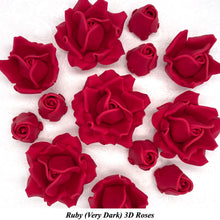 Non-Wired 4 Sizes 3D Rich Ruby Red Sugar Roses Standard Petal 20mm-65mm