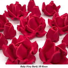 Non-Wired 4 Sizes 3D Rich Ruby Red Sugar Roses Standard Petal 20mm-65mm