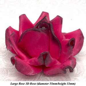 Black Sparkle-Tip Fuchsia Pink Sugar Roses 3SIZES NON WIRED
