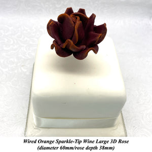Wired Orange Sparkle-Tip Wine Dusky Mauve Roses Sugar Roses Large & XLarge+ Sizes
