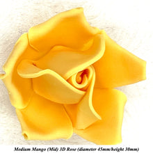 Mango Yellow Orange 3D Sugar Non-Wired Roses  3 SHADES 4 SIZES