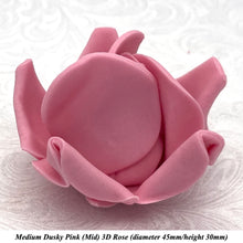 Dusky PInk 3D Sugar Non-Wired Roses  3 SHADES 4 SIZES