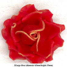Gold Sparkle-Tip Poppy Red Sugar Roses 3SIZES NON WIRED