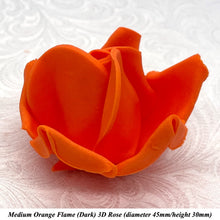 Bright Orange 3D Sugar Non-Wired Roses  3 SHADES 4 SIZES