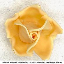 Apricot Cream Orange 3D Sugar Non-Wired Roses  3 SHADES 4 SIZES
