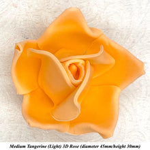 Tangerine Orange 3D Sugar Non-Wired Roses  3 SHADES 4 SIZES