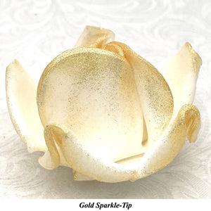 White Sparkle-Tip White 3D Non-Wired Large Sugar Peonies