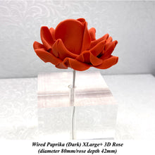 Orange Coral Peach Orange Flame Paprika Wired XLarge+ (Super) 3D Sugar Roses Larger Petal 80 mm