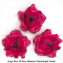 Black Sparkle-Tip Fuchsia Pink Sugar Roses 3SIZES NON WIRED