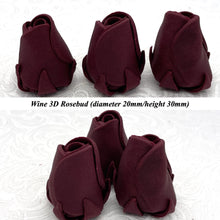 Deep Dusky Mauve Wine 3D Sugar Non-Wired Roses  3 SHADES 4 SIZES