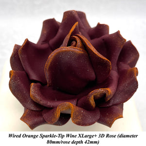 Wired Orange Sparkle-Tip Wine Dusky Mauve Roses Sugar Roses Large & XLarge+ Sizes