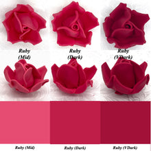 Non-Wired 4 Sizes 3D Rich Ruby Red Sugar Roses Standard Petal 20mm-65mm