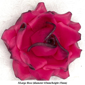 Black Sparkle-Tip Fuchsia Pink Sugar Roses 3SIZES NON WIRED