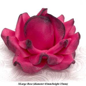 Black Sparkle-Tip Fuchsia Pink Sugar Roses 3SIZES NON WIRED