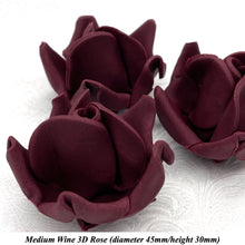 Deep Dusky Mauve Wine 3D Sugar Non-Wired Roses  3 SHADES 4 SIZES