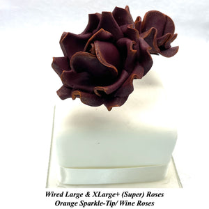 Wired Orange Sparkle-Tip Wine Dusky Mauve Roses Sugar Roses Large & XLarge+ Sizes