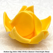 Bright Egg Yellow Orange 3D Sugar Non-Wired Roses  3 SHADES 4 SIZES
