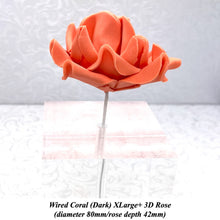 Orange Coral Peach Orange Flame Paprika Wired XLarge+ (Super) 3D Sugar Roses Larger Petal 80 mm