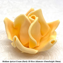 Apricot Cream Orange 3D Sugar Non-Wired Roses  3 SHADES 4 SIZES