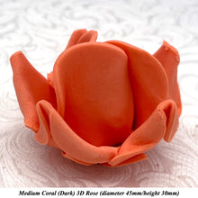 Coral Orange 3D Sugar Non-Wired Roses  3 SHADES 4 SIZES