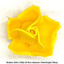 Yellow 3D Sugar Non-Wired Roses  3 SHADES 4 SIZES