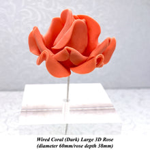 Coral Peach Blood Orange Wired Large 3D Sugar Roses Standard Petal 60 mm