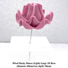 Dusky Pink Mauve Maroon Wine Wired Large 3D Sugar Roses Standard Petal 60 mm