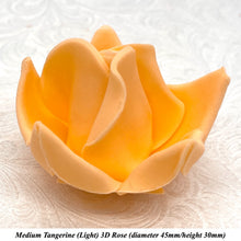 Tangerine Orange 3D Sugar Non-Wired Roses  3 SHADES 4 SIZES