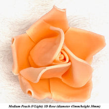 Peach Orange 3D Sugar Non-Wired Roses  3 SHADES 4 SIZES