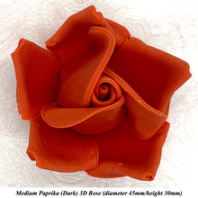 Burnt Orange Paprika 3D Sugar Non-Wired Roses  3 SHADES 4 SIZES