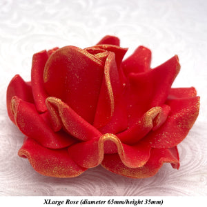 Gold Sparkle-Tip Poppy Red Sugar Roses 3SIZES NON WIRED
