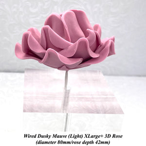 Dusky Pink Wired XLarge+ (Super) 3D Sugar Roses Larger Petal 80 mm