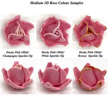 Champagne Sparkle-Tip Dusky Pink Sugar Roses 3SIZES NON WIRED