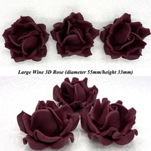 Large Deep Dusky Mauve Wine 3D Non-Wired Sugar Roses in 3 tones 55mm