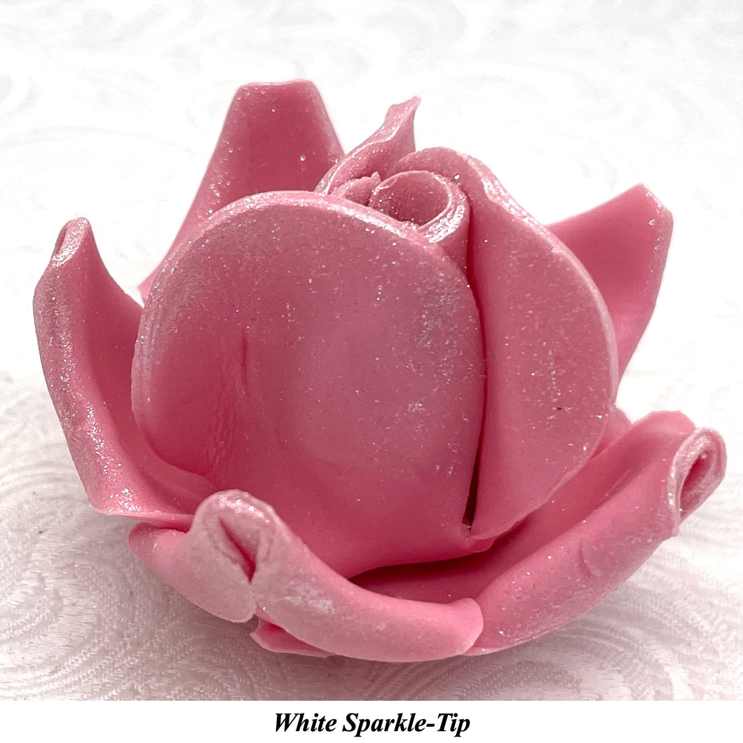 White Sparkle-Tip Dusky Pink 3D Non-Wired Large Sugar Peonies
