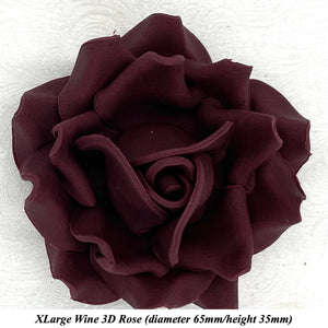 Deep Dusky Mauve Wine 3D Sugar Non-Wired Roses  3 SHADES 4 SIZES