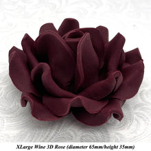 Deep Dusky Mauve Wine 3D Sugar Non-Wired Roses  3 SHADES 4 SIZES