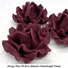 Deep Dusky Mauve Wine 3D Sugar Non-Wired Roses  3 SHADES 4 SIZES